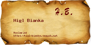 Higl Bianka névjegykártya