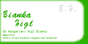 bianka higl business card